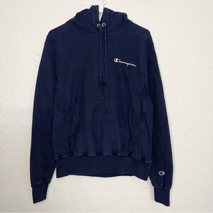 Vintage Champion Heather Navy Blue Pullover Hoodie Sweatshirt Small Hood Pocket
